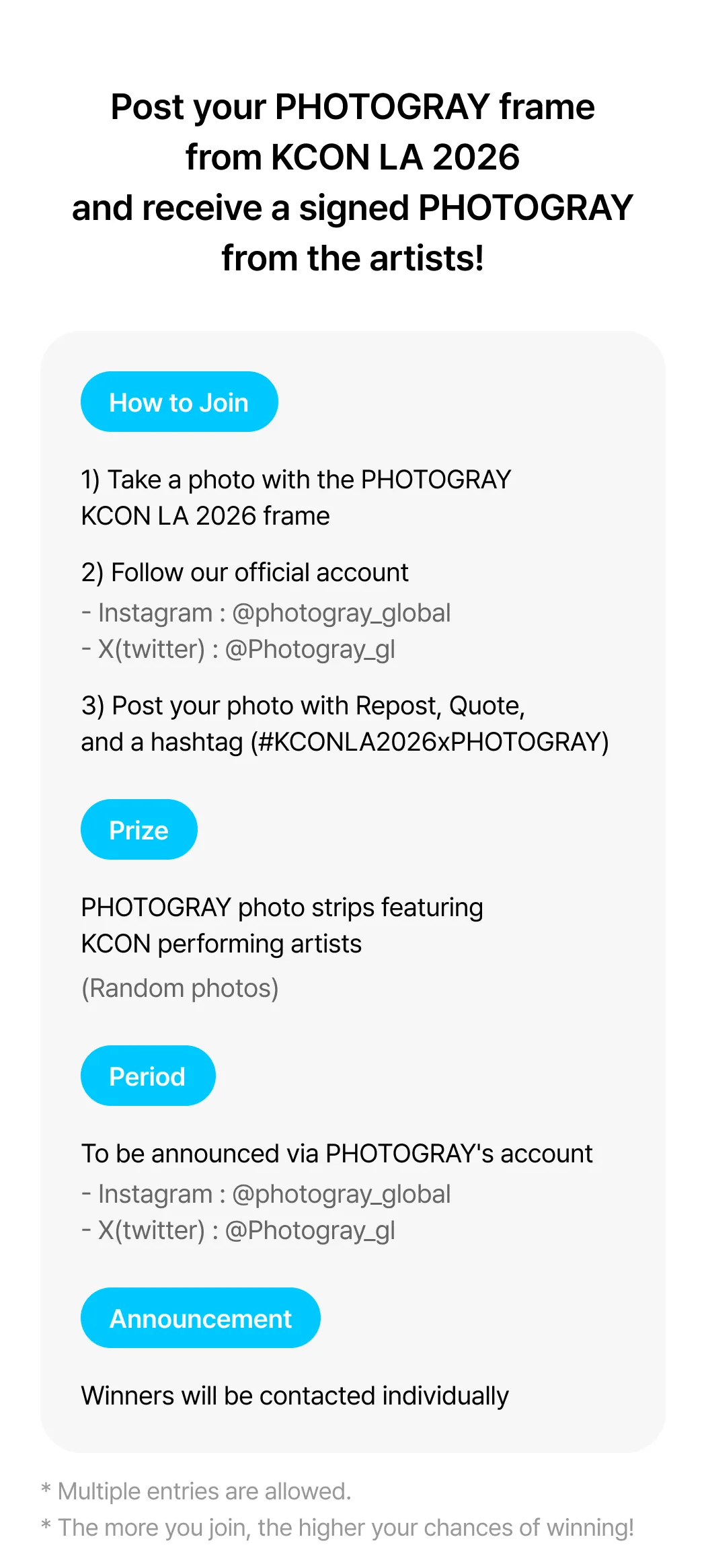 KCON LA 2026 PHOTOGRAY event information in English